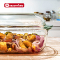 Casserole en verre de décalcomanie personnalisée avec couvercle en verre